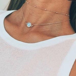 Light Blue and Gold Necklace
